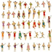 NWFashion 50pcs Scale Painted Model 1:100 Beach Swimsuits People Figures (50PCS 18MM)