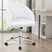 ALFORDSON Layla Velvet Office Chair Swivel Fabric Armchair,Height Adjustable Mid-Back Task Chair for Kids Adult Study Work, Computer Desk Chair Modern Home Office Gaming Chair (White)