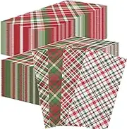 [Juweked] 40Pcs Christmas Napkins Paper Gingham Plaid Checkered Napkins Red and Green Napkins Christmas Tableware Xmas Napkins Holiday Napkins Winter Paper Napkins for Party Picnic Dinner Kitchen Bathroom