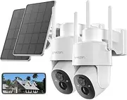 TMEZON 2 Pack Solar Powered Security Camera, Outdoor Wireless 360° PTZ Camera for Home Surveillance with 3MP Night Vision Pan Tilt Solar Powered Two-Way Audio Motion Detection 2.4Ghz WiFi IP65