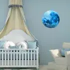 Luminous Blue Moon 3d Wall Sticker Living Room Bedroom Glow In The Dark Decor