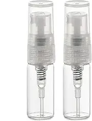 2 x 3ml CLEAR Glass Spray Bottles Atomiser Travel Perfume Liquid Sample Atomizer UK SELLER