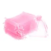 Organza Bags, 100 Pcs 4.72x3.5 Inch Drawstring Mini Pouches, Pink
