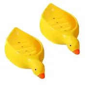 2 Pack Duck-shaped Soap Rack Tray Self-draining Soap Rack for Shower Bathroom