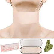 Reusable Silicone Neck Wrinkle Patch - Silicone Mask Adjustable, for Use with Neck Cream, No Adhesive, Anti Wrinkle Patches for Firming, with Jade Gua Sha Tool and Tin Case, 2 Pack