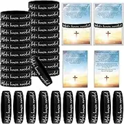 Cunno 30 Pcs Make Heaven Crowded Christian Wristband Religious Motivational Gift for Women Inspirational Poem Card with Silicone Bracelet Mothers Day Gift for Church Mom Dad Godmother(Black)