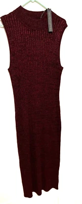 House of Harlow 1960 Burgundy Black Dress Knit Maxi Mock Turtle Neck Sz XL NWT