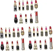 HAPINARY Make Festive Jewelry 33pcs Alloy Lipstick Pendant Charms Diy Jewelry Making Kit for Random Style