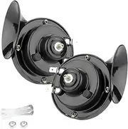 Moly Magnolia 2PCS Super Loud Train Horns,Car Air Electric Snail Double Horn,12V Air Horns Replacement Kit,Automotive Accessories Universal for Car,Motorcycle,Truck,Bike,Boat (Black)