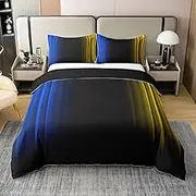 Feelyou Abstract Ombre Bedding 100% Cotton Duvet Cover Set Twin(No Comforter) Blue and Yellow Bedding Set for Kids Boys Girls Decor Stripes Comforter Cover Set Geometric Bedroom Modern Striped Art