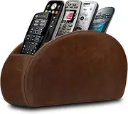 Londo Remote Control Holder with 5 Pockets - Store DVD, Blu-Ray, TV, Roku or Apple TV Remotes - Real Leather with Suede Lining - Slim, Compact Living or Bedroom Storage
