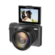 High-Definition Digital Camera 1500mAh 16X Zoom Optional Retro 2.8 Inch Flip the Screen 64M Pixel 4K HD Video White Black Silver for Boyfriend and Girlfriend