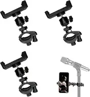 Phone Holder For Microphone Stand, Multi Angle 360° Swivel, Universal Phone Holder For Mic Stand, Adjustable Mic Stand Phone Holder For Most Model Smartphones（3 Pack ）