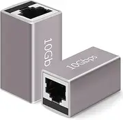 RJ45 Coupler 10Gbps, Aluminum Alloy RJ45 Ethernet Female to Female Adapter 2 Pack,Cat8/Cat7/Cat6a/CAT6/CAT5e/ Cat5 Ethernet Cable Extender Adapter, 328ft LAN Connector in Line Coupler