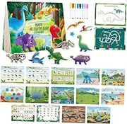 koolsoo Dinosaur Busy Book, Learning Activity, Preschool Toy, Reusable Sticker Quiet Book Educational for Kids 3-5 Years Travel Party