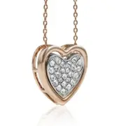 Matashi Sparkling Clear Crystals Rose & White Gold Plated Heart Pendant Necklace