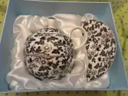 Grace Teaware China Tea for 1 Teapot Cup & Saucer White/Black Floral New
