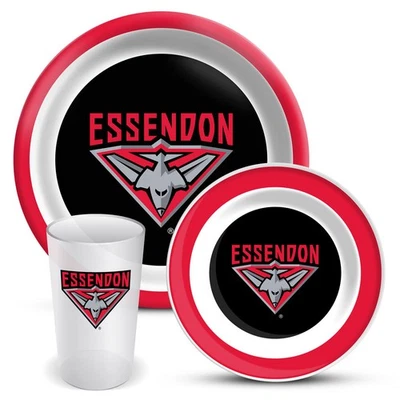 Essendon Bombers AFL Aussie Rules Team Logo 3 Piece Melamine Dinner Set