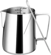 Milk Frothing Pitcher Cup Clear Scale Stainless Steel Latte Art Pen Mouth Design