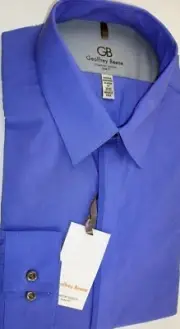 Geoffrey Beene Dress Shirt Cotton Blend Striped Blue Spread Collar Sz. 17 32/33