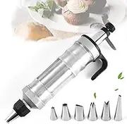 LimCryspp Stainless Steel Cake Decorating Kit,Icing Decoration Gun Set, Buttercream Frosting Piping Tool,6 Pcs Piping Icing Nozzles Cupcake Filling Injector Cake Icing Tool for Baking (Black)