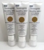 NEUTROGENA HEALTHY SKIN ANTI-AGING PERFECTOR MEDIUM TO DEEP 60 1 OZ - LOT OF 3