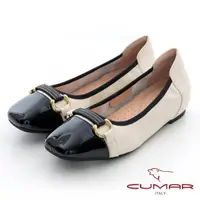 在飛比找momo購物網優惠-【CUMAR】拼接包邊內增高芭蕾舞鞋(米白色)