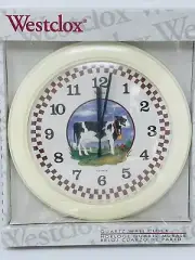 NOS Vintage Westclox Quartz Wall Clock Dairy Cow Farm Fresh Pattern Country NEW
