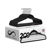 Serenelife 200 Pcs. of Velvet Non-Slip Hangers for Clothes-360° Swivel Hook Blck