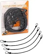 24 Inch Bungee Cord with Hooks Camping Accessories - 4 PCS Heavy Duty Elastic Cord Durable Rubber Canopy Ties Perfect for Camping, Luggage, Tents, Wire Hooks