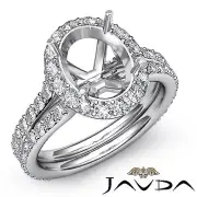 Diamond Engagement Ring Platinum Oval Semi Mount Halo Pave Split Shank 1.26Ctw