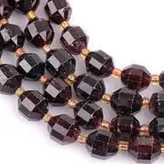 [GEM-INSIDE CREATE YOUR OWN FASHION] GEM-Inside 8mm 39pcs Hand Faceted Red Garnet Natural Semi Stone Beads Beads for Jewelry Making Bulk 15"