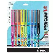 Pilot Precise V5 Deco Collection Pens 9 Pack Assorted Colors Smooth Writing