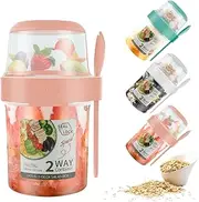 CMHFKKG 3PCS Cereal Yogurt Cups Breakfast On the Go Cups with Lids and Spoons 870ML Breakfast Cup Oatmeal Container Jar Reusable Yogurt Container for Home Office School