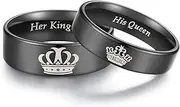 [Global Jewelry] Amazing Her King His Queen Titanium Stainless Steel Wedding Band Set Anniversary Engagement Promise Ring