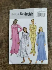 Butterick B4939 Size XS-SML-MED Womens Yoke Front Nightgown Pajamas Pattern
