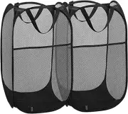 2 Pack Pop up Laundry Hampers, Collapsible Mesh Laundry Basket, Foldable Clothes