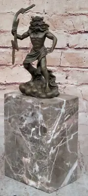 Zeus Jupiter Bronze Sculpture Greek Roman God Mythology Artwork Signed Lost Deco