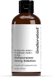Under.ated Multipurpose toning solution powered with 8% Glycolic Acid, 1% Salicylic Acid & 1% GDL | 200g