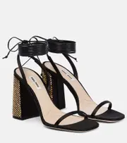 [Miu Miu] Miu Miu Embellished satin sandals AU 3 black