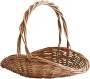 .Wicker Picnic Basket Woven Wicker Basket with Handle and Thick Bottom Wavy Edge Easy Care Decorative Picnic Baskets for Outdoor Adventures Daily Storage-