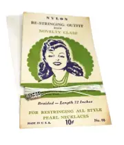 Necklace Repair Nylon String to Restring Pearls 72 Inch with Clasp Vintage 1940s