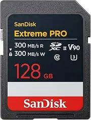 SanDisk 128GB Extreme PRO SDXC UHS-II Memory Card - Up to 300MB/s Read and Write speeds, V90, 8K, 4K UHD, SD Card - SDSDXDM-128G-GN4IN