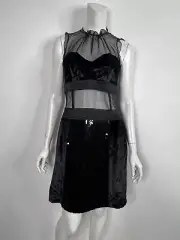 Vtg DOLCE & GABBANA D&G BLACK SEQUIN MESH PANEL DRESS M