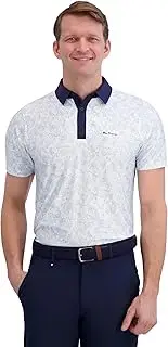 [Ben Sherman] Men's Short Sleeve Printed Tech Sports Fit Polo Top