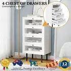 Oikiture 4 Chest of Drawers Tallboy Dresser Storage Cabinet Sideboard White NEW