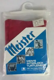 Vintage Meister Men’s Interlock Turtleneck – Red, Size Medium – Style 8902, NWT