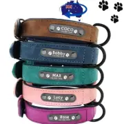 Soft Leather Personalized Dog Collar Custom ID Name for Small Medium Large Dogs