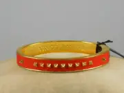 Vince Camuto Gold Summer Warrior Orange Leather Pyramid Hinged Bangle Bracelet