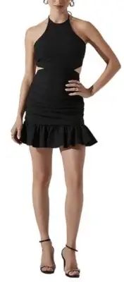 ASTR the Label Ariane Mini Dress Cut Out Detail Size M Black NWT